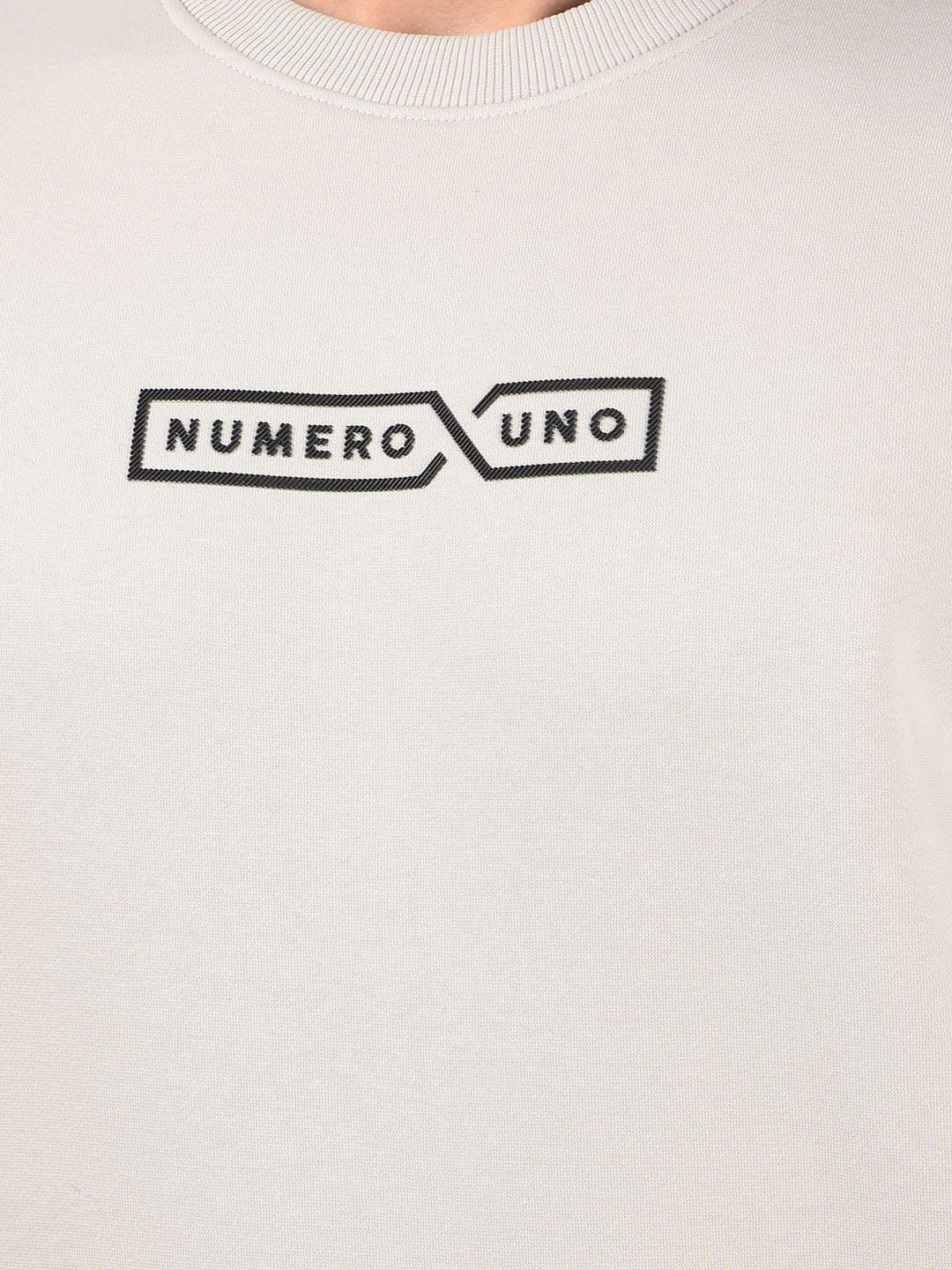 Numero Uno Men Logo Print Beige Sweat Shirt